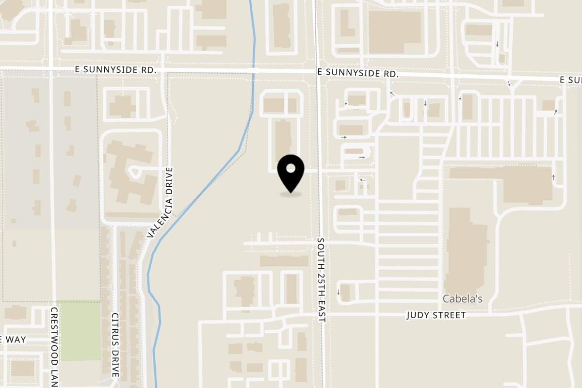 Map showing the location of OneZo Boba on 3506 S 25th E in Idaho Falls